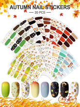 EBANKU 20 Sheets Thanksgiving Full Nail Wrap Nail Polish Sticker, Self-Adhesive Full Wrap Nail Art Sticker Autumn Fall Nail Decal Strip Manicure Kits with Nail File for Women Girls Nail Art Design