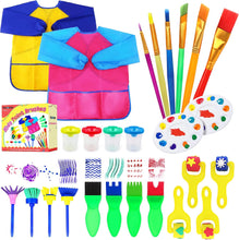 Hanmulee Paint Brushes Sponge Kits, 26 Pcs Drawing Tools Children Early DIY Learning Painting Sets For Kids Arts and Crafts for toddlers