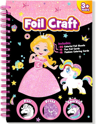 LIKYMO Foil Art for Kids - Art and Craft for Kids, Foil Craft No Mess Creative DIY Activity Toys for 4, 5, 6, 7, 8, 9 Year Old Girls Boys Gifts (Princess)