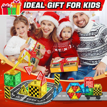 Magnetic Tiles Road Building Blocks - Magnet Crane Car Set for Kids Montessori Preschool STEM Learning Construction Dinosaur Toddler Toys for 3 4 5 6 7 8+ Year Old Boys Girls Christmas Birthday Gifts