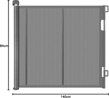Retractable Baby Gate, Upgraded Pet Gate with Fiberglass, Extends to 140 cm Wide, 84 cm Tall, Mesh Dog Gate for Stairs, Indoors, Outdoors and Hallways, Grey