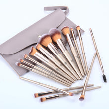 HEYMKGO Makeup Brushes, 15 Pcs Make Up Brushes Set Professional Champagne Gold Makeup Brush Pack, Foundation Blending Powder Blush Concealers Eyeshadow Eyeliner Make-up Brush Kits with Cosmetics Bag