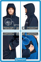 FREESPIRIT Aquarobe Pro Jacket with Hood, Deep-Pile Fleece Lining & 2 Zipped Pockets, Waterproof & Oversized Unisex Drying & Changing Robe, Watersports, Wild Swimming, Surfing, 5000mm HH