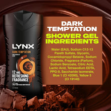 Lynx Dark Temptation 12 hours of irresistible smell Shower Gel 6 x 225 ml