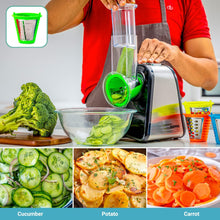 Geepas 200W 4 in 1 Electric Salad Maker  Electric, Multi Grater, Fruit Cutter, Vegetable Slicer, Shredder  Food Processor, Cylinder Design with 4 Cone Blades Set  2 Year Warranty