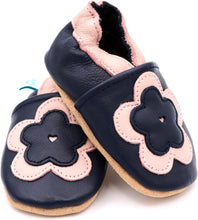 Dotty Fish Soft Leather Baby Shoes. Toddler Shoes. Non Slip Suede Soles. Girls Shoes with Flowers, Stars, Hearts. 0-6 Months - 4-5 Years