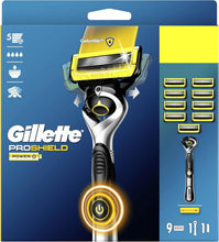 Gillette ProShield Power Men's Razor + 9 Razor Blade Refills with Precision Trimmer, 5 Anti-Friction Razor Blades