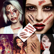 152 Halloween Tattoos-Halloween Sca and Wounds,Halloween Make Up Fake Sca,Zombie Makeup Kit,Vampire Bite Marks,Halloween Costumes Women Men Makeup Fake Bleeding Wounds Sutures Tattoo