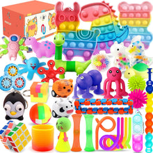 Lubibi Fidget Toys Pack, Fidget Toy Sensory Set For Anxiety Relief Stress Sensory Toys Fidget Box with Finger Puppets Bubble Pop Stress Ball Birthday Party Favors Gifts for Kids ages 4 5 6 7 8