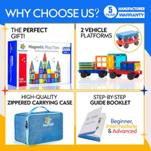 Magnetic Tiles 125 PCS (XL SET), Magnetic Tiles for Kids, Toy for 3 4 5 6 7 8 Year Old Boys & Girls, Magnetic Tiles Building Set, Great Gift for Kids Aged 3-8, Gift Box, + Bonus Zippered Carrying CASE