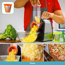 Geepas 200W 4 in 1 Electric Salad Maker  Electric, Multi Grater, Fruit Cutter, Vegetable Slicer, Shredder  Food Processor, Cylinder Design with 4 Cone Blades Set  2 Year Warranty