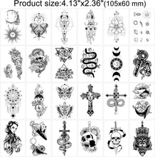 HOWAF 52 Sheets Black Tiny Temporary Tattoos for Women Men Kids Arm Neck Fake Tattoos Waterproof Butterfly Stickers Skull Snake Tattoo Stickers Realistic Temporary Tattoo Sticker Set Body Art Sticker