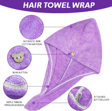 Jsdoin 3 Pack Hair Towel Wrap, Microfibre Wrap Hair Towel with Button Super Quick Absorbent Anti-Frizz Fast Dry Hair Caps Twist Turban for Girls and Women and Best for Long, Wet, Thick Hair