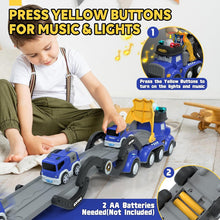 Lehoo Castle Boys Toys Age 2, Toys for 2 Year Old Boy, Toddler Toys with Sound & Light, Police Transport Truck Toy with 6 Pull Back Police Car, Gift for 2 3 4 5 6 Year Old