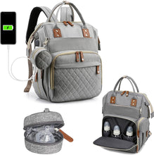 Nappy Bag Changing Bag Backpack (UK Company) Baby Diaper Bag With 9 Pockets Grey