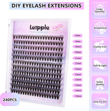 Lash Clusters,240Pcs 9-14mm Mix Individual Lashes Cluster Black Volume Eyelash Clusters Long Individual Lash Extensions D Curl Cluster Lashes DIY Eyelash Extension (20D Cluater Lash)