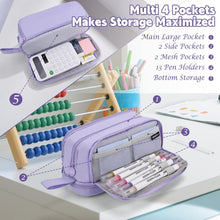 Howala Pencil Case Large Capacity Pencil Pouch for Girls Boys with 4 Compartments Multifunctional Pen Bag Stationery Organizer Office Makeup Bag Portable Pen Bag for Teenage Adult Women Men, Purple