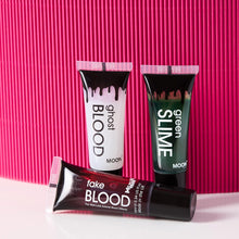 Moon Glow - 10ml Halloween Multipack - 2x Fake Blood, 2x Green Slime, 2x Ghost Blood. Perfect for Halloween, Vampire, Zombie Dress up Special FX Makeup with applicator