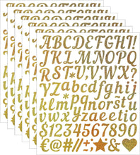 1 Inch Small Self Adhesive Vinyl Letter Number Symbol Stickers Kit,528 Pieces Alphabet Number Stickers for Mailbox, Water Bottle, Scrapbook, Notebook - Gold