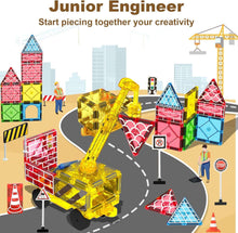 Magnetic Tiles Road Set Kids Toys, Magnetic City Construction Toys With Magnetic Crane for 3+ Year Old Boys Girls, Magnetic Blocks Building Toys STEM Toddlers Toys Magnetic Tiles for Kids Ages 3-5 4-8