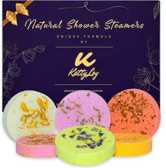 Katty Loy - Natural Shower Steamers Bath Bombs Fizzer Set - Luxury Home Spa - Gift for Women Her Girl Girlfriend Mum Nan Wife - Lavender Rose Mint - Novelty Birthday Present Christmas Stocking Filler