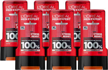 L'Oral Men Expert Stress Resist Shower Gel for Men, 300 ml, Pack of 6, Bulk Buy