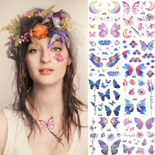 14Sheets Butterfly Temporary Tattoos, Glitter Butterfly Face Tattoo Sticker Waterproof Fairy Wings Temporary Tattoo for Women Girls Festival Party Eye Face Makeup