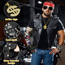 Hysagtek 11Pcs Rockstar Fancy Dress Kids Rockstar Costume Rock Star Heavy Metal Set Men Punk Accessories Gothic Rocker Costume Set 80s Disco Party Carnival Supplies