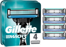 Gillette Mach3 Razor Blades Men, Pack of 4 Razor Blade Refills, Stronger Than Steel Blades, Enhanced Lubrastrip (Packaging may vary)