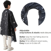 Kids Hair Cutting Hairdressing Gown Cape with Sleeves, Kids Barber Cape Haircut Cape for Boy & Girls, Professional Salon or Home Hair Cut Cape-Black Space Printing