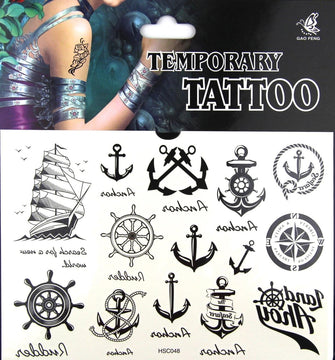 Pack of 5 Sexy Sailor Style With Anchors Water Transfer Flash Fake Temporary Tattoo Stickers Tattoos Makeup