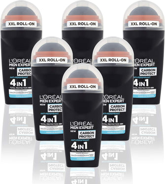 L'Oral Men Expert Carbon Protect 48H Anti-Perspirant Deodorant for Men 50 ml Pack of 6, Bulk Buy