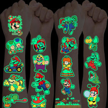 Luminous Super Mario Tattoos for Kids 12 Sheets,Cute Mario Temporary Childrens Tattoos Stickers,Glow Transfer Tattoos for Children Party Bag Fillers Birthday Gift Favour Supplies