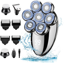 Head Shavers for Men, 7D Upgraded 5-in-1 Head Shavers for Bald Men with LED Display, IPX7 Waterproof Wet Dry Rotary Electric Shavers Men Grooming Kit with Beard Clippers Nose Trimmer