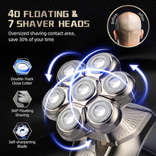 Head Shaver for Men, Mens Shavers Electric 5-in-1 Multifunctional Electric Head Shaver Wet/Dry 7D Rotary Shaver Mens Grooming Kit Rechargeable LED Display with Clippers, Nose Trimmer, Brush, Massager