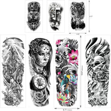 HOWAF Extra Large Waterproof Temporary Tattoos 8 Sheets Full Arm Fake Tattoos and 3 Sheets Half Arm Tattoo Stickers for Men and Women Adults, Military Warrior Rose Wolf Lion Tiger