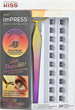 KISS imPRESS Press-On Falsies Eyelash Clusters Kit, Natural, Black, No Glue Needed, Fuss Free, Invisible Band, Natural, 24 Hours, No Damage, No Sticky Residue, Gorgeous, Quick & Easy  20 Clusters