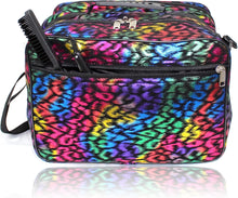 Kassaki Pro Hairdressing Bag Barber Tool Carry Bag Hair Equipment Salon Storage Travel Bag Case Rainbow Leopard