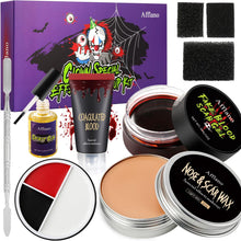 Halloween Make UP Set SFX Zombie Vampire Clown Makeup, Afflano Joker Skeleton Costume Fantasy Party Stage Special Effects SFX Makeup Set, Face Body Paint Wound Scar Wax Fake Blood Spatula Tool 9 Kit