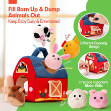 hahaland Baby Toys 6-12 Months - Farm Animals with Barn, Rattle, Crinkle Paper, Mirror - Busy Montessori Sensory Toys for Babies Toddlers 1-3 - Baby Easter Basket Stuffers
