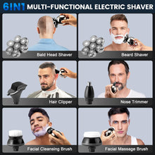 Head Shaver, SULIVES 7D Electric Shavers for Bald Men, Upgrade 6-in-1 Wet & Dry Rotary Head Razor for Balding Clippers, Grooming Kit with Beard/Nose Trimmer, Cleansing Brush,Wireless Charging Base