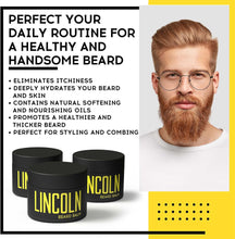 Lincoln Premium Beard Balm for Men - Beard Moisturiser for Men w/Coconut Balm & Shea Moisture Beard Balm, Ideal Face Moisturiser for Men & Beard Growth Balm, Alternative to Beard Oil & Beard Wax 100g
