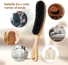 BFWood Clothes Brush - Boar Bristle Lint Brush for Suits, Cashmere, Wool, Velvet, Suede - Large Beech Handle
