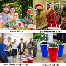 Faburo Beer Pong Set, Drinking Games for Adults, Beer Pong Game Set 16oz Blue & Red Plastic Beer Pong Cups and Balls for American Party Games,Birthday Parties and Office(30 Cups,6 Balls, 10 Dice)