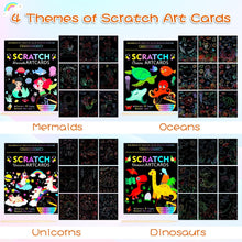 Hovetne 4 Pack Scratch Art for Kids, Magic Rainbow Scratch Art Book Doodle Drawing Papers for Children, Foil Art Handmade Arts and Crafts Educational Toys for 4 5 6 7 8 9 10 Years Old