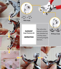 KAXIMON 200 Sets Poppers Fasteners Kit, 9.5mm Press Stud Kit with Fastener Pliers, Metal Snap Fasteners Press Studs No Sewing,Snap Button Fastener Kit Rust Proof for Fabric Clothing,Bags,DIY Crafts