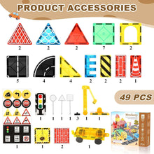 Magnetic Tiles Road Set Kids Toys, Magnetic City Construction Toys With Magnetic Crane for 3+ Year Old Boys Girls, Magnetic Blocks Building Toys STEM Toddlers Toys Magnetic Tiles for Kids Ages 3-5 4-8