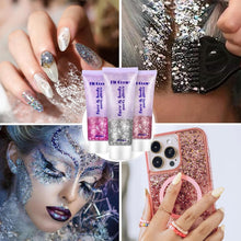 Huiguli Body glitter, 50ml Gold Face Glitter Glue with Brushes, Mermaid Sequins Chunky Glitter Liquid Gel for Hair, Body, Face, Eye, DIY Art, Party, Festival Make up Decoration