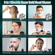 Kriogor Head Shavers for Men, Upgraded 7D Magnetic Electric Shavers Bald Mens Razors, 6-in-1 Electric Razor Grooming Kit with 3 Speeds & LCD Display for Head & Facial Care, IPX7 Wet Dry Skull Shavers