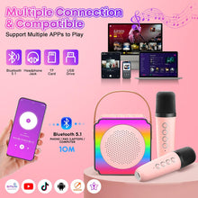 Gontence Karaoke Machine 2 Microphones, Gift Toys for Kids Age 3-12 Year Old, Mini Karaoke Machines for Girls with LED Party Lights, Magical Voice, Gift Card, Birthday Gifts for Kids 3-15 Year Old